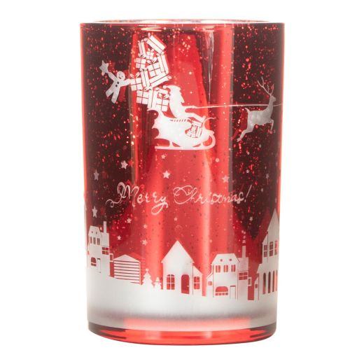 Tea Light holder christmas town red 18cm
