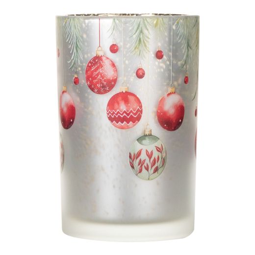 Tea Light holder christmas baubles red 18cm
