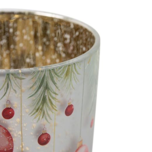 Tea Light holder christmas baubles red 18cm