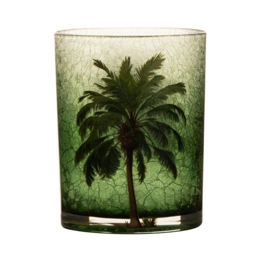 Tea Light holder jungle palm green  12,5cm