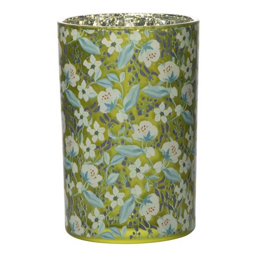Photophore en verre marie fleurs large 18cm