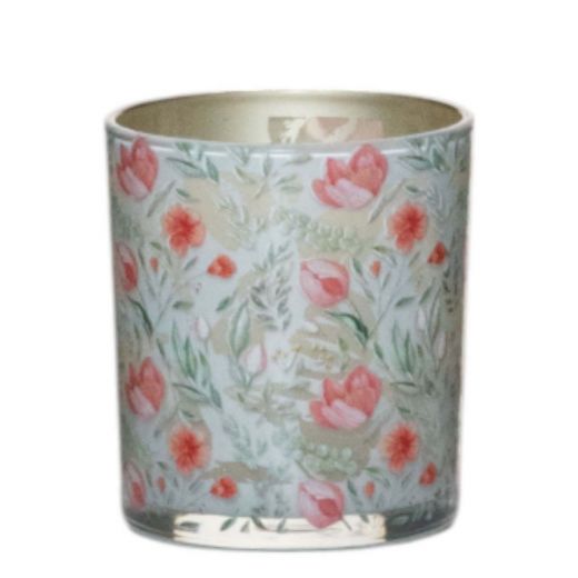 Tea Light holder pink tulips small 8cm
