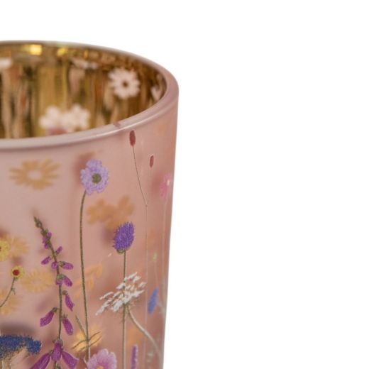 Tea Light holder wild flowers bumblebee small 8cm