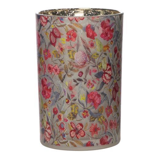 Photophore en verre zara fleurs large 18cm