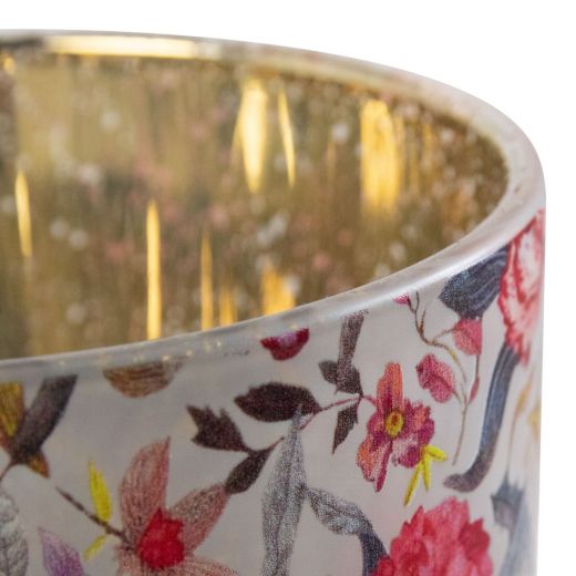 Photophore en verre zara fleurs large 18cm