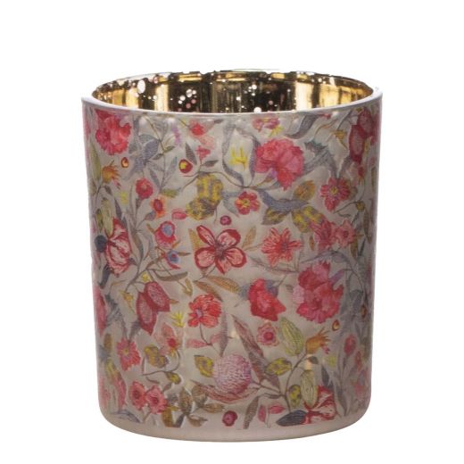 Photophore en verre zara fleurs small 8cm