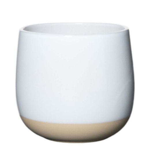 Flowerpot Ceramic Dip-Dye Joan White H13,5 D15 top D13,5