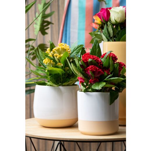 Flowerpot Ceramic Dip-Dye Joan White H14,5 D17 top D15