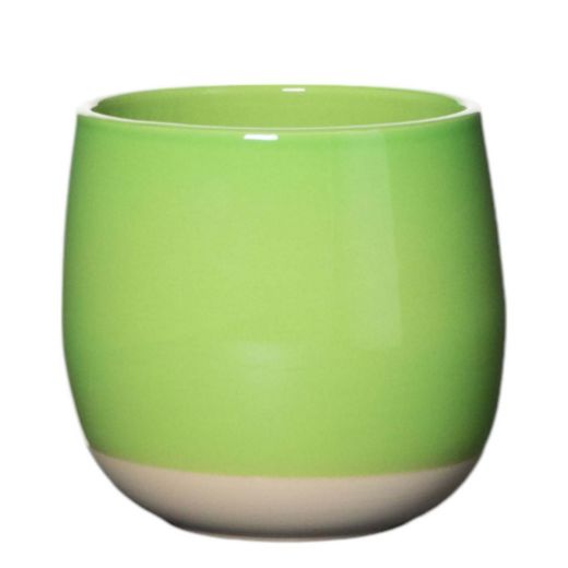 Flowerpot Ceramic Dip-Dye Joan Apple Green H13,5 D15 top D13,5