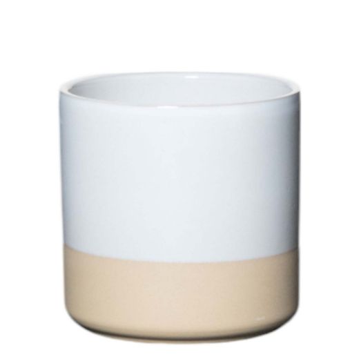 Cylinder Planter Ceramic Dip-Dye White h10 d10