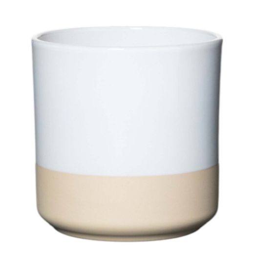 Cylinder Planter Ceramic Dip-Dye White h15 d15 