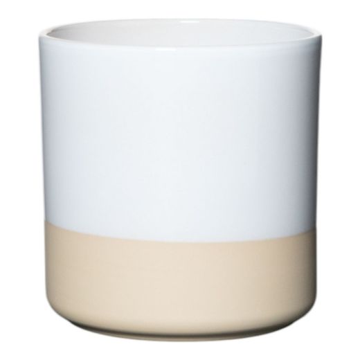 Cylinder Planter Ceramic Dip-Dye White H17 D17