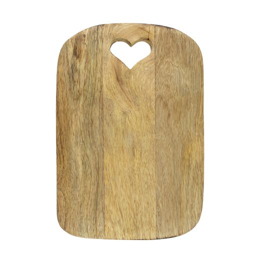 chopping board heart mango wood 30cm