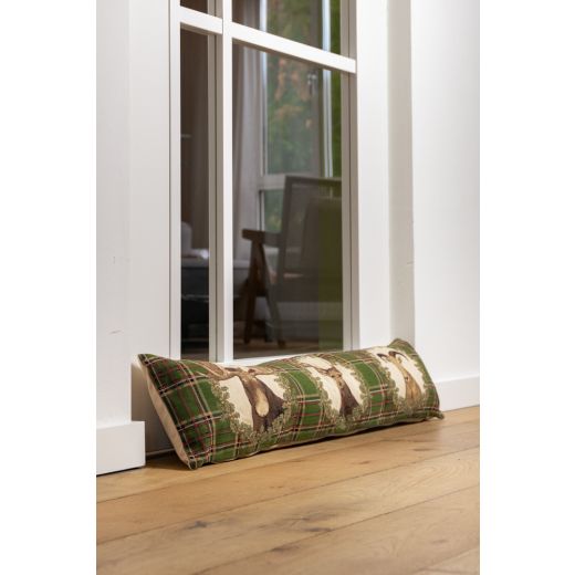 gobelin draught excluder green check deer 20x90cm