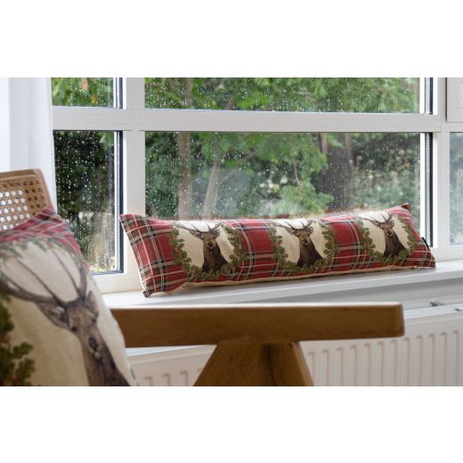 gobelin draught excluder red check deer 20x90cm