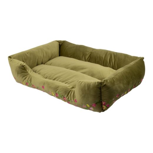 Panier Animal XL broderie vert olive 100x70x22cm