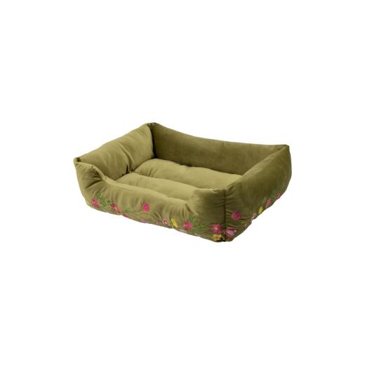 Panier Animal S broderie olive vert 55x42x15cm