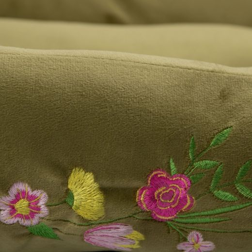 Panier Animal L broderie vert olive 80x60x22cm