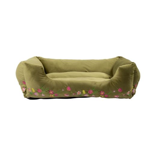 Panier Animal L broderie vert olive 80x60x22cm