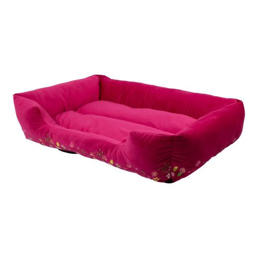 Panier Animal XL broderie rose fuchsia 100x70x22cm