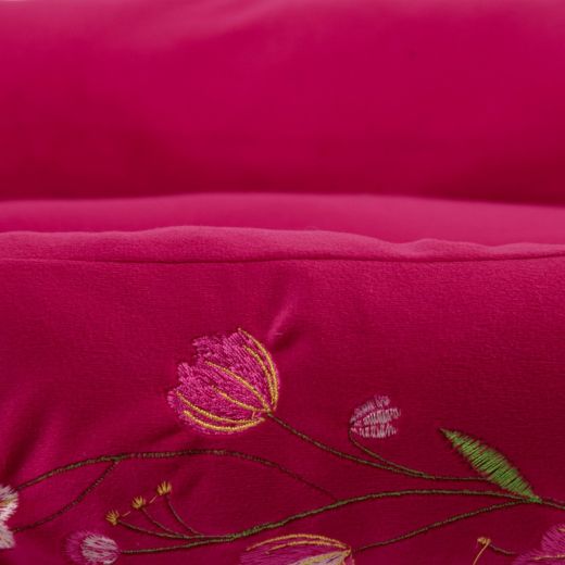 Panier Animal S broderie rose fuchsia 55x42x15cm