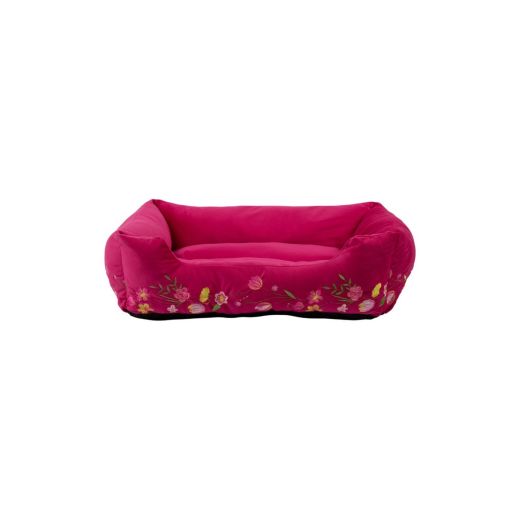 Panier Animal S broderie rose fuchsia 55x42x15cm