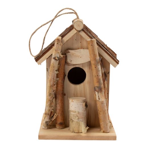 Nichoir en bois porte triangulaire h24,5 d17,5x15cm