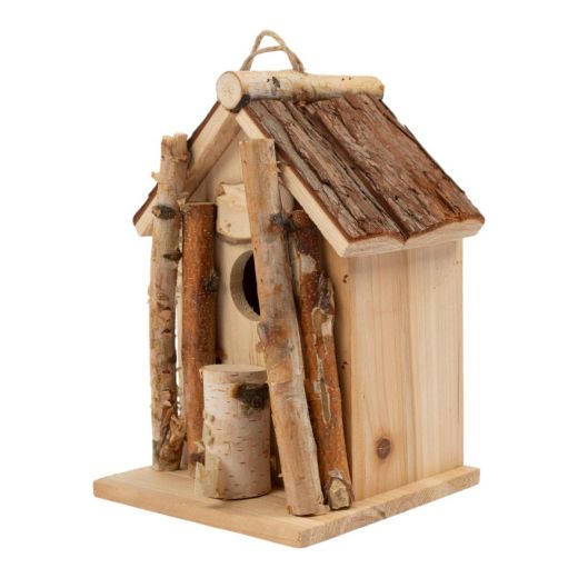 Nichoir en bois porte triangulaire h24,5 d17,5x15cm
