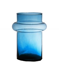 Lune mondgeblazen Recycled Vaas blauw h20 d15 
