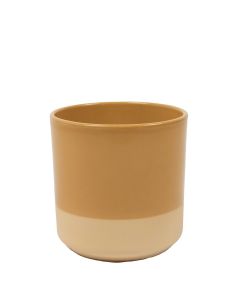 Cylinder Bloempot Keramiek Dip-Dye Oker Geel h7 d7