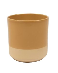 Cylinder Bloempot Keramiek Dip-Dye Oker Geel h15 d15 