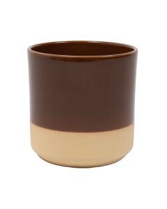 Cylinder Blumentopf Keramik Dip-Dye Braun h17 d17