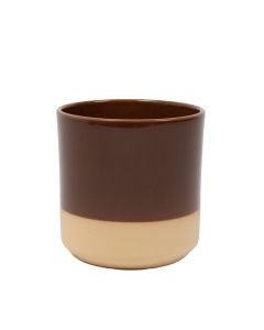 Cylinder Planter Ceramic Dip-Dye Brown h9 d9