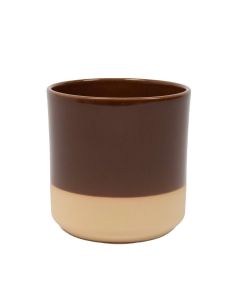 Cylinder Planter Ceramic Dip-Dye Brown h10 d10