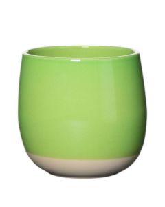 Cache-Pot en Céramique Dip-Dye Joan vert pomme H13,5 D15 top D13,5