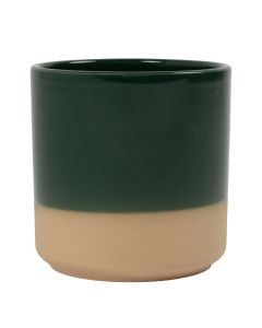 Cylinder Bloempot Keramiek Dip-Dye Donker Groen h15 d15