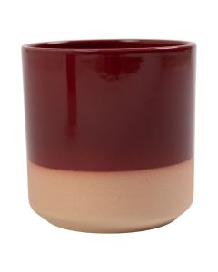 Cylinder Blumentopf Keramik Dip-Dye Bordeaux Rot h17 d17