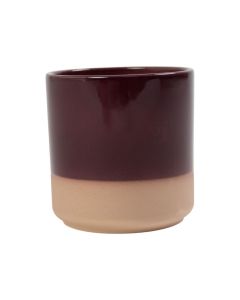 Cylinder Blumentopf Keramik Dip-Dye Aubergine Lila h13 d13