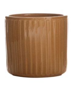 Cylinder Bloempot Keramiek Stripe Oker Geel h10 d10 