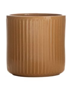 Cylinder Bloempot Keramiek Stripe Oker Geel h13 d13 