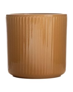 Cylinder Blumentopf Keramik Stripe Ockergelb h17 d17 