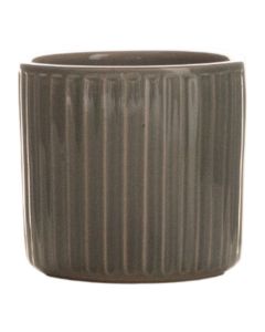 Cylinder Bloempot Keramiek Stripe Grijs h10 d10 