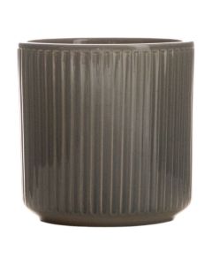 Cylinder Cache-Pot en Céramique Stripe Gris h15 d15
