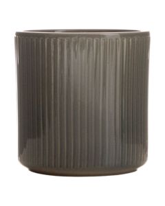 Cylinder Planter Ceramic Stripe Grey h17 d17 