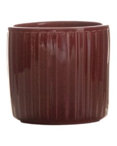 Cylinder Bloempot Keramiek Stripe Bordeaux Rood h10 d10 