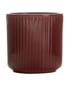 Cylinder Bloempot Keramiek Stripe Bordeaux Rood h15 d15 