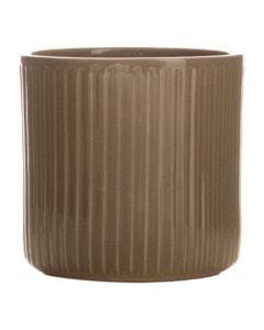Cylinder Blumentopf Keramik Stripe Grau Grün h13 d13 