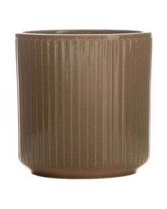 Cylinder Cache-Pot en Céramique Stripe Gris Vert h15 d15 