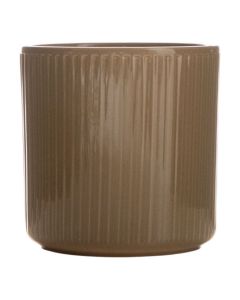 Cylinder Bloempot Keramiek Stripe Grijs Groen h17 d17 