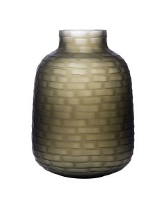 Giza Vase carved green grey h29 d20cm